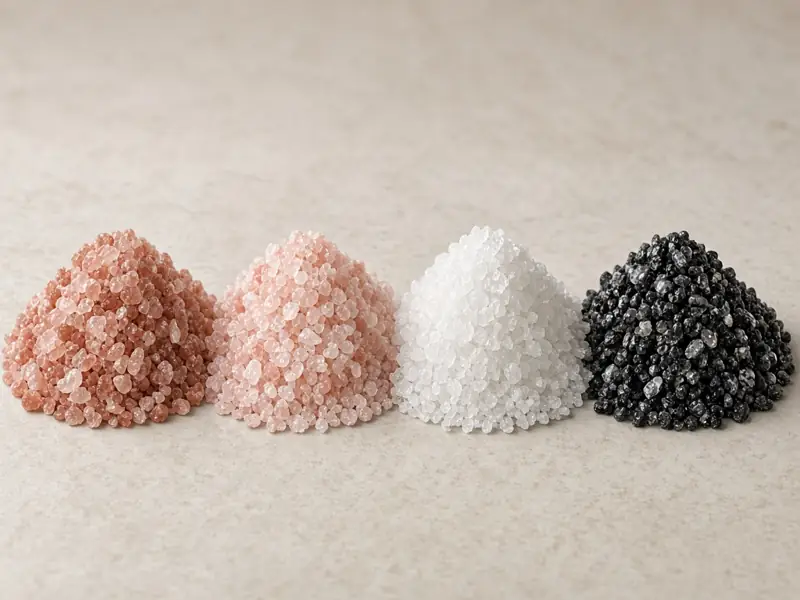 Pink rock salt chunks with fine and coarse salt