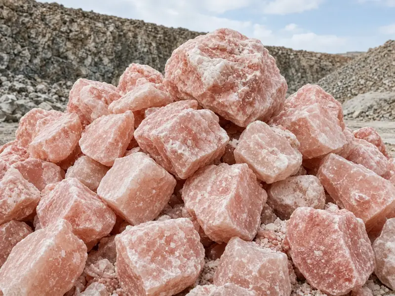 A raw chunk of pink Khewra rock salt